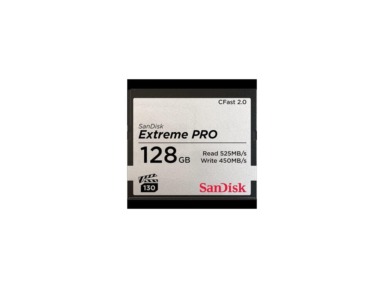 SanDisk - SDCFSP-128G-A46D - SanDisk Extreme Pro 128 GB CFast Card - 525 MB/s Read - 450 MB/s Write - Lifetime Warranty