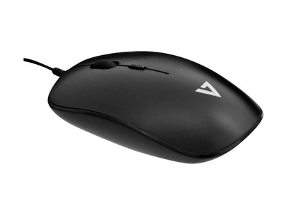 V7 MU200-1N Black 4 Buttons 1 x Wheel USB Wired Optical 1600 dpi Low Profile Mouse