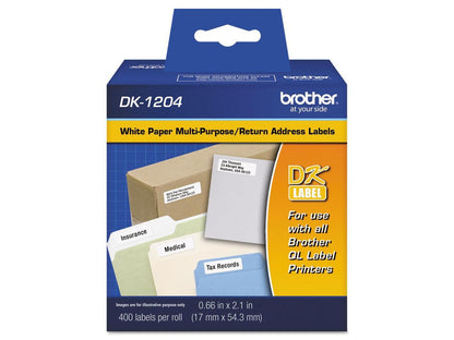 Brother DK1234 Brother Name Badge Label - 2.36" Width x 3.39" Length - Rectangle - Direct Thermal - White - Paper - 260 Label