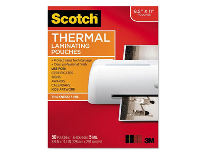 Letter Size Thermal Laminating Pouches, 5 Mil, 11 1/2 X 9, 50/pack
