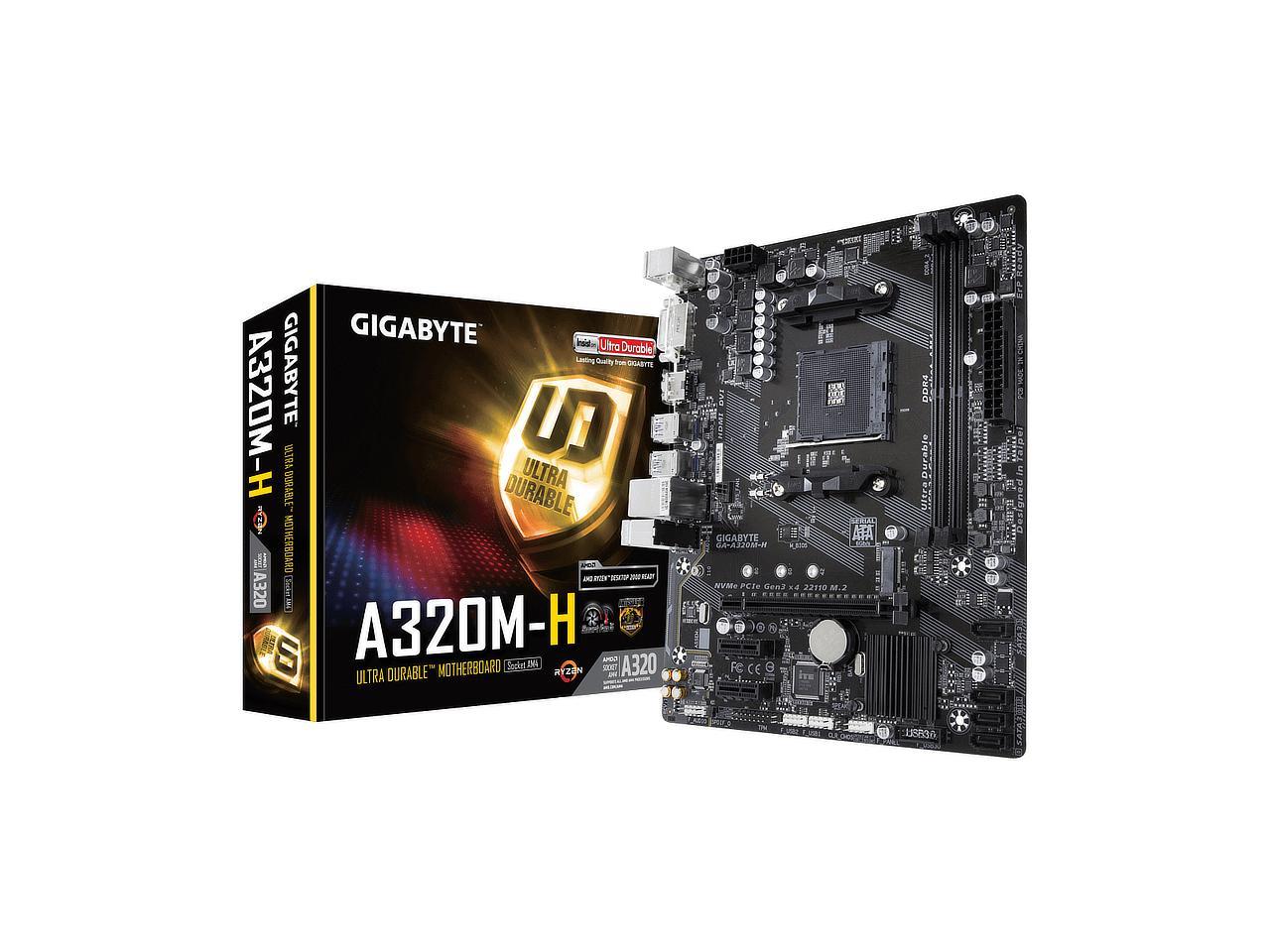 GIGABYTE GA-A320M-H AM4 AMD A320 SATA 6Gb/s USB 3.1 HDMI Micro ATX AMD Motherboard