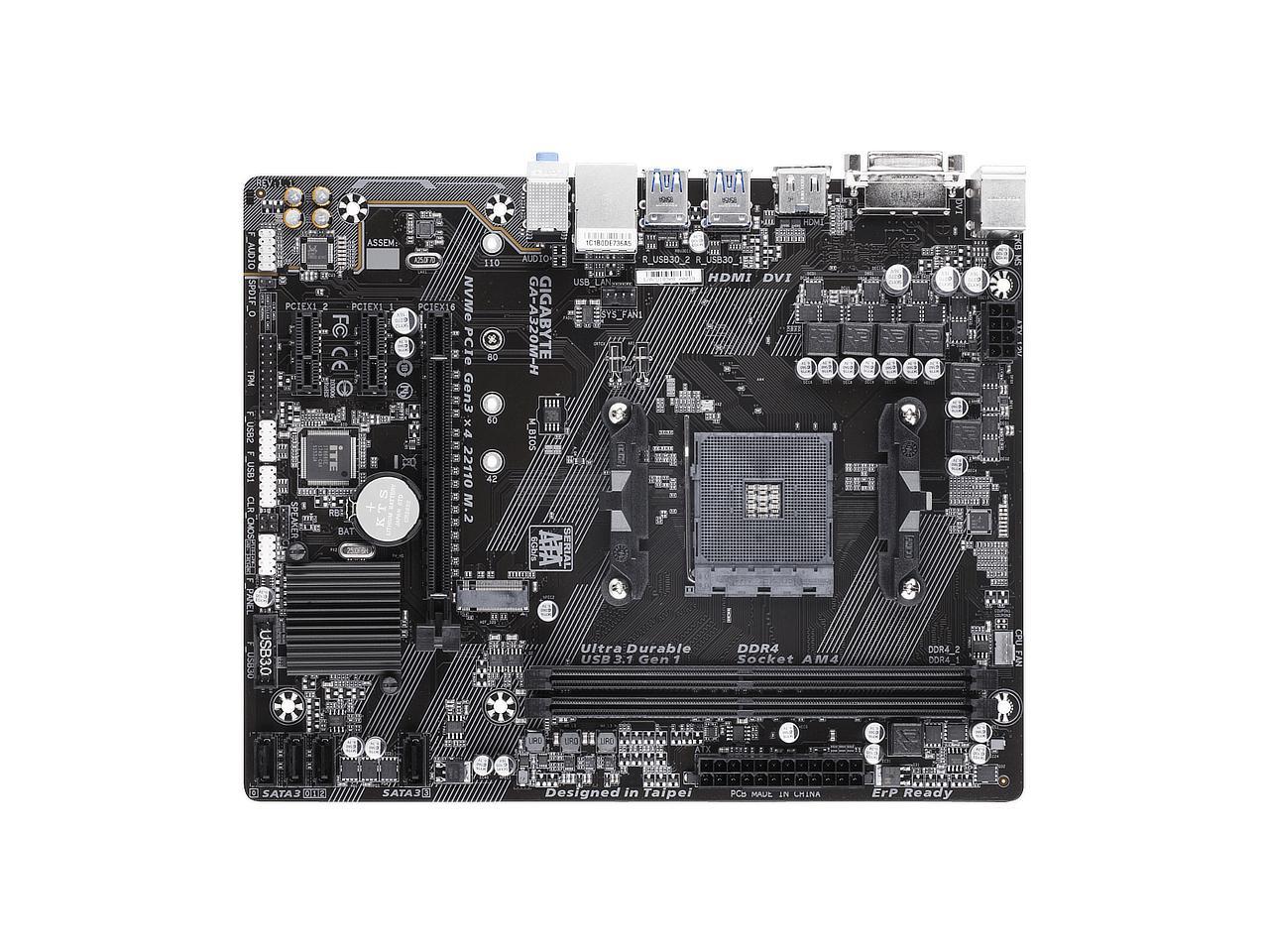 GIGABYTE GA-A320M-H AM4 AMD A320 SATA 6Gb/s USB 3.1 HDMI Micro ATX AMD Motherboard