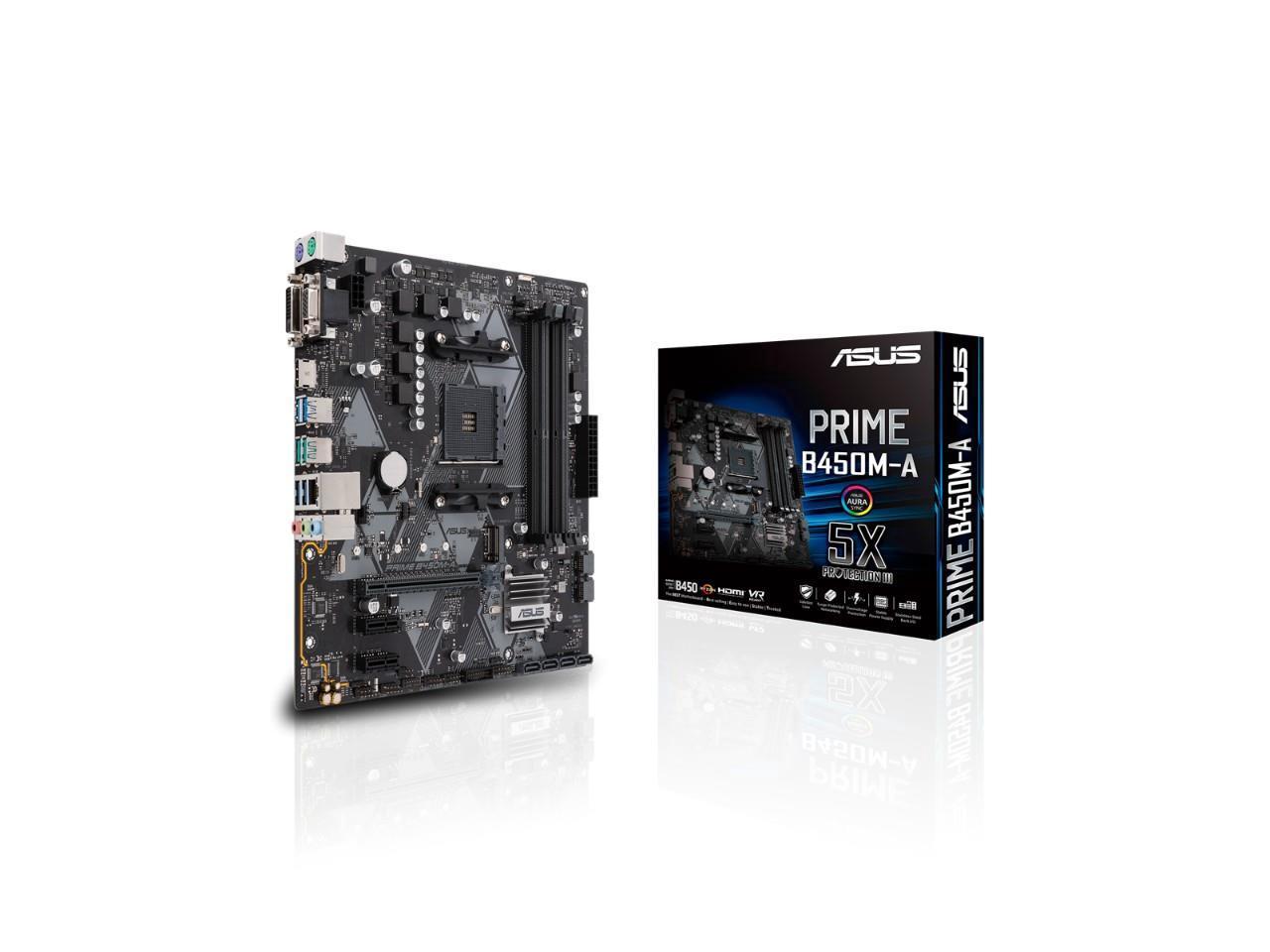 ASUS PRIME B450M-A AM4 AMD B450 SATA 6Gb/s USB 3.1 HDMI Micro ATX AMD Motherboard