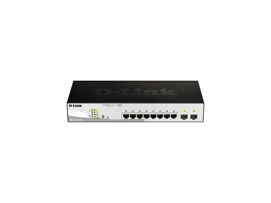 D-Link DGS-1210-10MP 8-Port Gigabit Smart Managed PoE Switch with 2 Gigabit SFP Ports, 130W PoE Budge