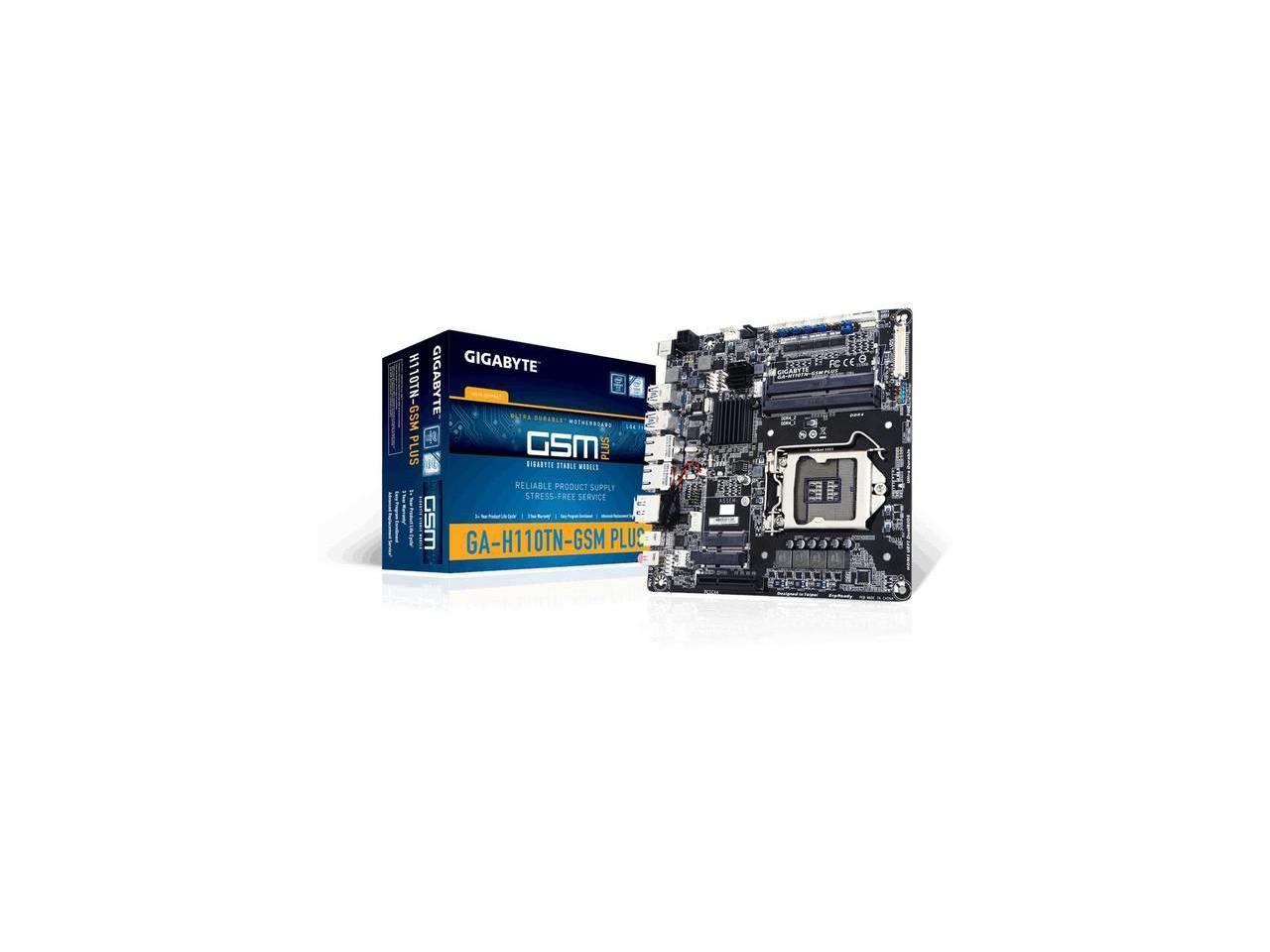 GIGABYTE GA-H110TN-GSM PLUS (rev. 1.0) LGA 1151 Intel H110 HDMI SATA 6Gb/s USB 3.0 Thin Mini-ITX Motherboards - Intel