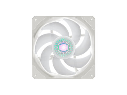 Cooler Master SickleFlow 120 V2 Addressable RGB Fan (White Edition) - 120mm Square Frame Fan, Air Balance Curve Blade Design, PWM Control for Computer Case & Liquid Radiator