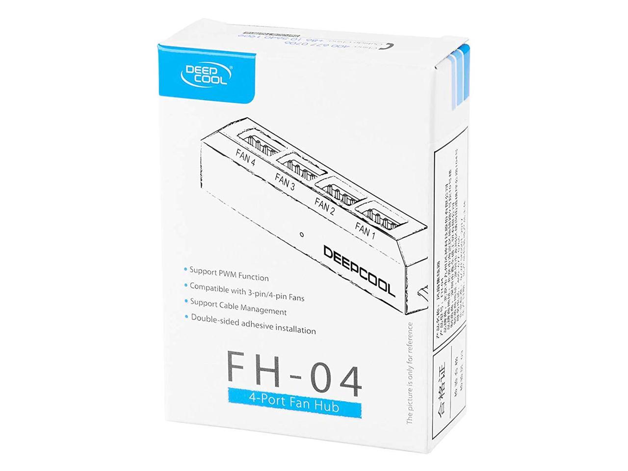 DEEPCOOL FH-04 PWM Fan Hub, Supports up to 4 Fans (3-pin or 4-pin), Occupying only One 4-pin Motherboard Header (System Fan or CPU Fan)