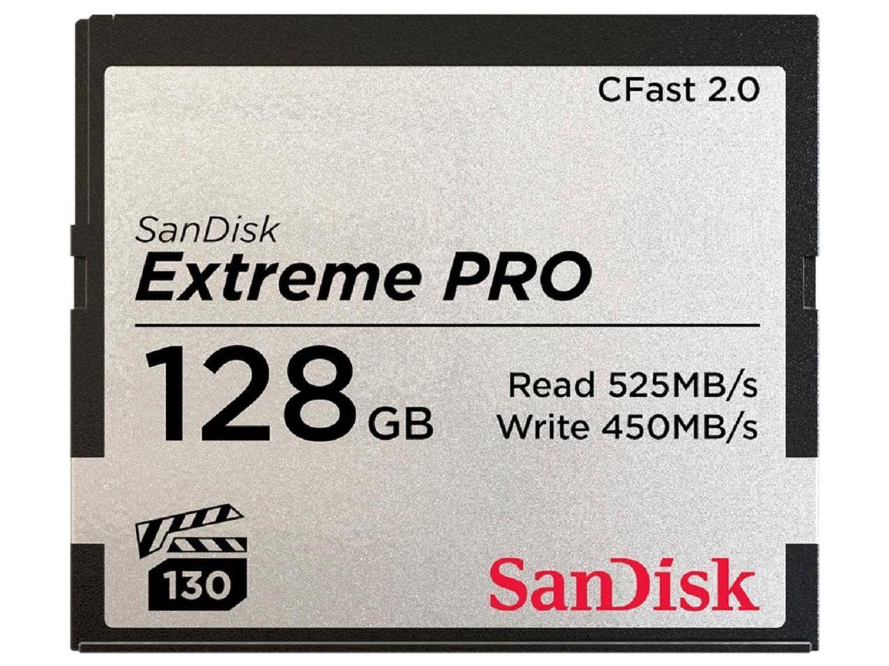 SanDisk - SDCFSP-128G-A46D - SanDisk Extreme Pro 128 GB CFast Card - 525 MB/s Read - 450 MB/s Write - Lifetime Warranty