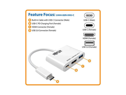 Tripp Lite USB C to HDMI Multiport Adapter Converter Hub USB Type C to HDMI (U444-06N-H4U-C)
