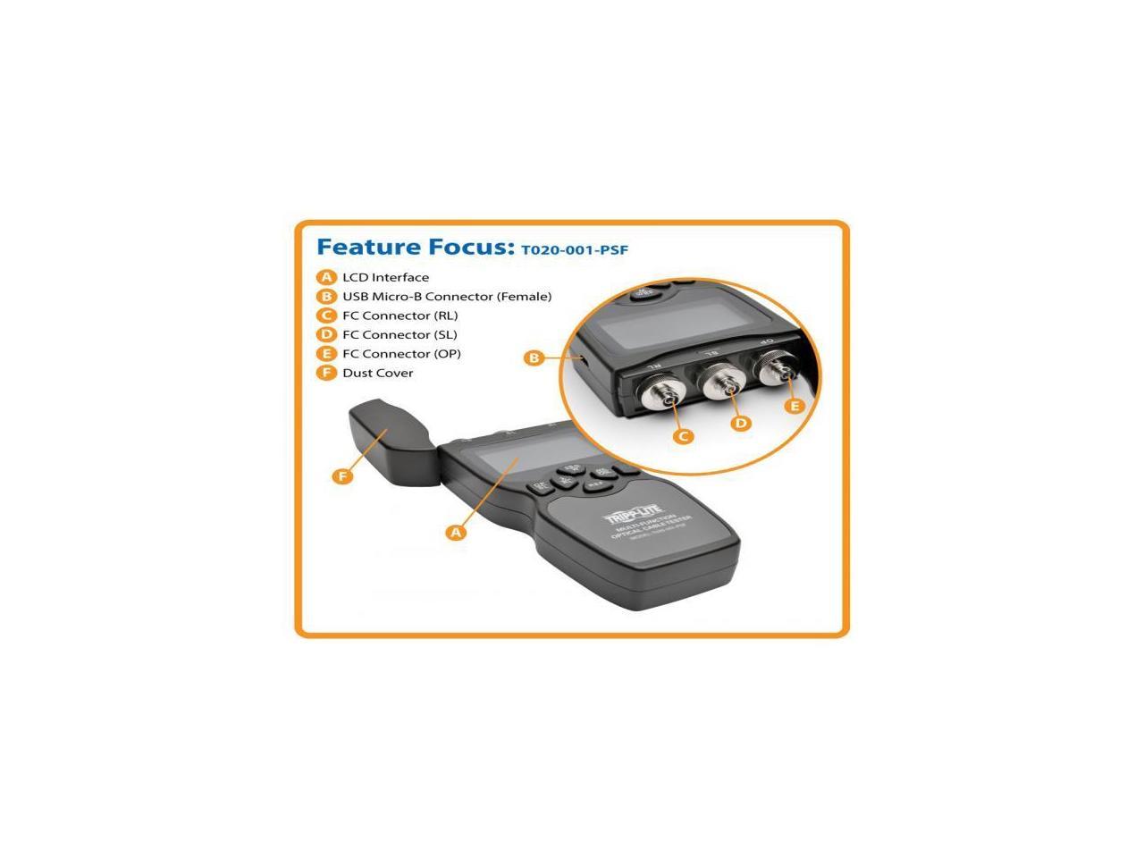 Tripp Lite Multi-Function Optical Fiber Cable Tester with Power Meter, Light Source & Visual Fault Locator (T020-001-PSF)