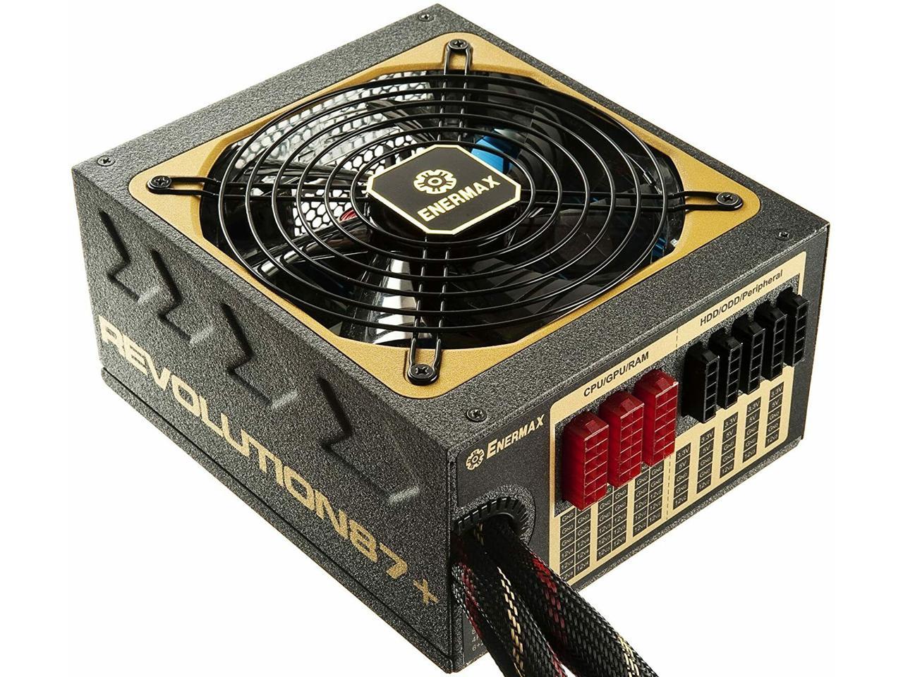 Enermax Revolution87+ 80 Plus Gold 1000W, Semi Modular, Multi Rail, Power Supply, ERV1000EWT-G