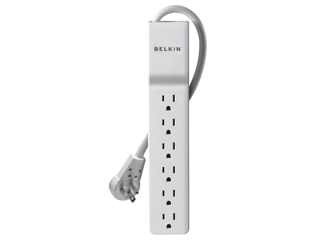 Belkin 6-Outlet Slimline Power Strip Surge Protector with 6-Foot Power Cord and Rotating Plug, 720 Joules (BE106001-06R)