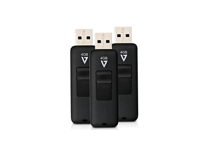 3PK 4GB FLASH DRIVE COMBO USB 2.0 BLACK RETRACT CONECT