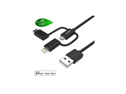 Foxsun Multi USB Charging Cable, 6.6 FT/2M 3 in 1 Multiple USB Charger Cable (AM001032)