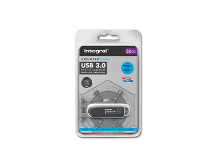 32GB Integral Courier Dual USB3.0 FIPS-197 Encrypted Flash Drive
