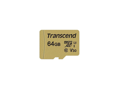 Transcend TS64GUSD500S 64GB UHS-I U3 MicroSD Memory Card with Adapter
