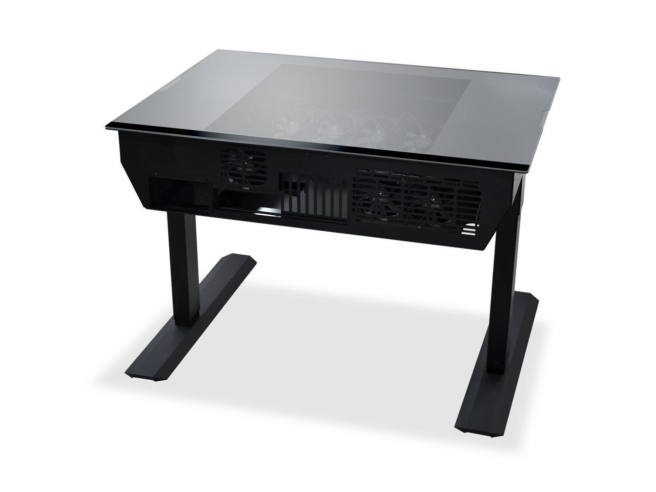 LIAN LI DK-04 FX Black Aluminum / Steel Desk Computer Case 2 x ATX PSU (Optional) Power Supply