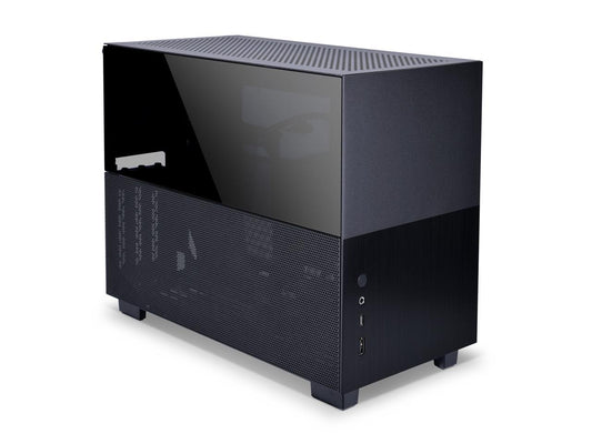 LIAN LI Q58 Black Color SPCC / Aluminum / Tempered Glass Mini Tower Computer Case , PCI4.0 Riser Card Cable Included ---Q58X4