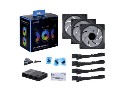 LIAN LI UNI FAN SL INFINITY 120 RGB BLACK 3 PCS PACK ---UF-SLIN120-3B ( L Connect 3.0 Controller included)