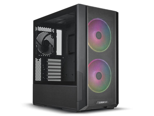 LIAN LI LANCOOL 216RX Black Steel / Tempered Glass ATX Mid Tower Computer Case ,2x 16 cm ARGB Fans Included ----LANCOOL 216RX