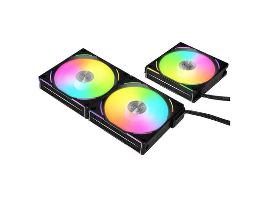 LIAN LI UNI Fan AL120 V2 RGB Black 3x 12cm Fan Pack with Controller - UF-AL120V2-3B