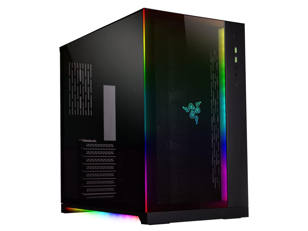 LIAN LI PC-O11 Dynamic Razer Edition Black Tempered Glass on the Front, and Left Side, Chassis Body SECC ATX Mid Tower Gaming Computer Case - PC-O11D Razer