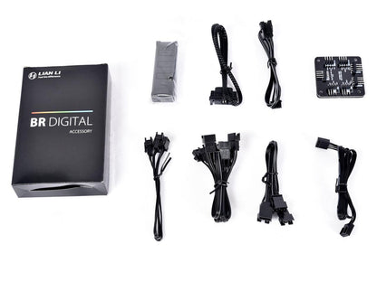 LIAN LI BORA DIGITAL Series RGB BR DIGITAL-3R B, 120mm Addressable RGB LED PWM Fan, 3 FANS Pack - Black Frame