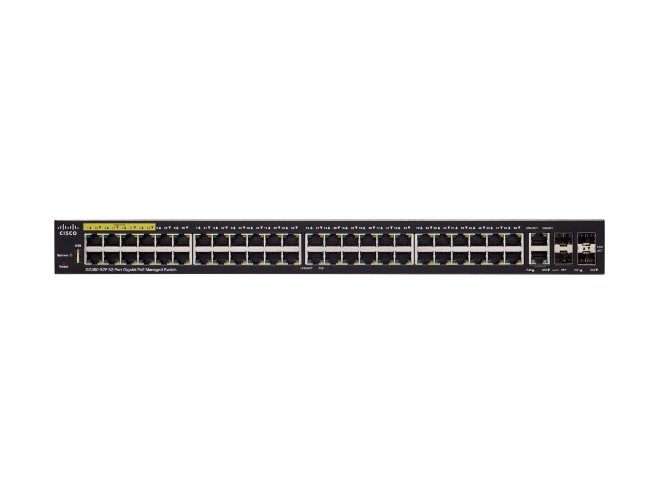 Cisco Sg350-52P 52-Port Gigabit Poe Managed Switch