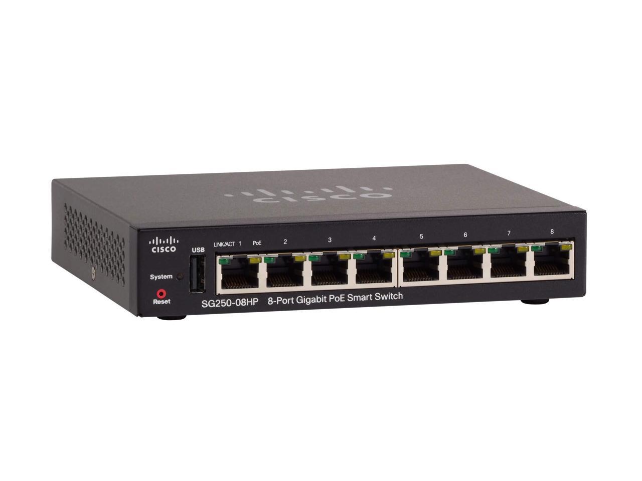 Cisco Sg250-08Hp 8-Port Gigabit Poe Smart Switch