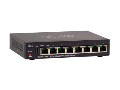 Cisco Sg250-08Hp 8-Port Gigabit Poe Smart Switch