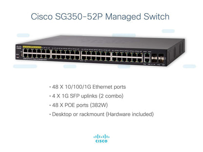 Cisco Sg350-52P 52-Port Gigabit Poe Managed Switch