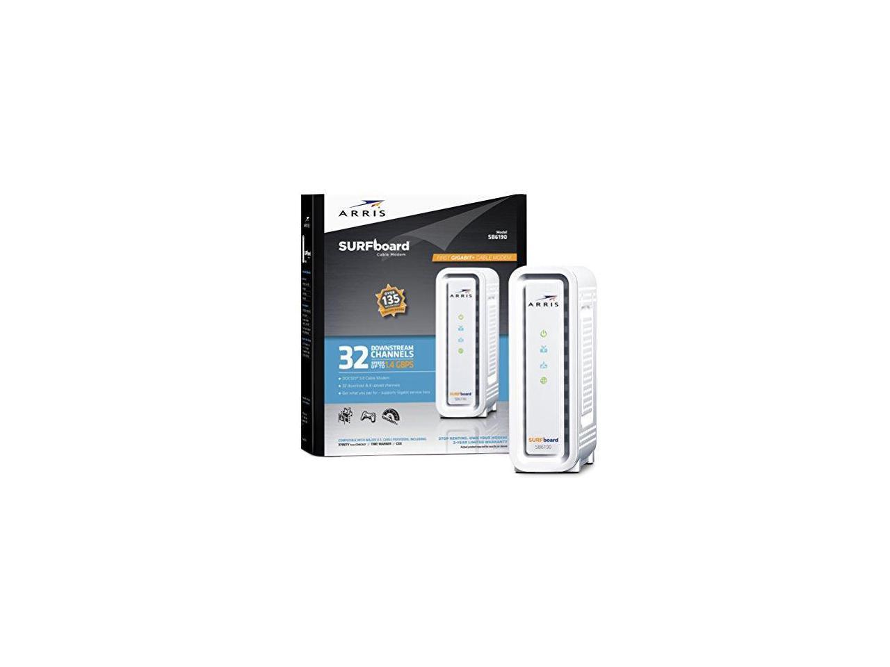 ARRIS SURFboard SB6190 DOCSIS 3.0 Cable Modem - Retail Packaging - White
