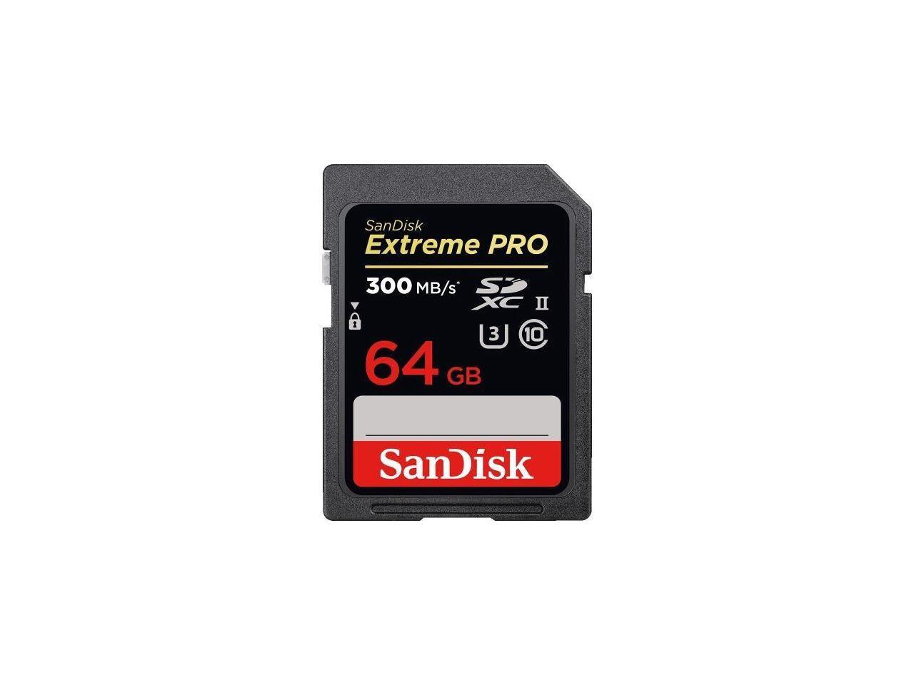 SanDisk - SDSDXPK-064G-ANCIN - SanDisk Extreme Pro 64 GB Class 10/UHS-II (U3) SDXC - 300 MB/s Read - 260 MB/s Write -