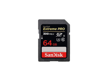 SanDisk - SDSDXPK-064G-ANCIN - SanDisk Extreme Pro 64 GB Class 10/UHS-II (U3) SDXC - 300 MB/s Read - 260 MB/s Write -