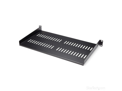 StarTech CABSHELFV1U 1U Rack Shelf - 10" Deep - Steel - Vented Rack Shelf - Rack Mount Shelf - Server Rack Shelf - Cantilever Shelf