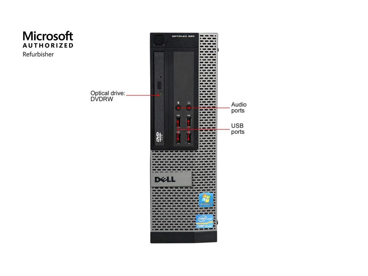 Dell Optiplex 990 DT PC - Intel Core i5 2500 2nd Gen 3.3 GHz 8GB 500GB HDD DVD-ROM Windows 10 Pro 64-Bit