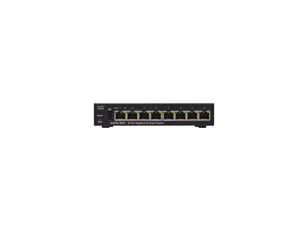 Cisco Sg250-08Hp 8-Port Gigabit Poe Smart Switch
