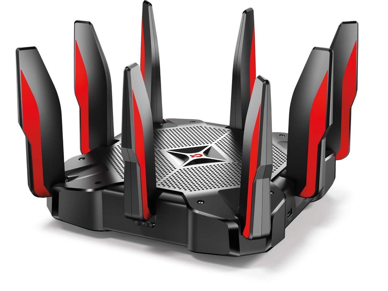 TP-Link AC5400 Tri Band Gaming Router – MU-MIMO, 1.8GHz Quad-Core 64-bit CPU, Game First Priority, Link Aggregation, 16GB Storage, Airtime Fairness, Secured Wifi, Works with Alexa (Archer C5400X)