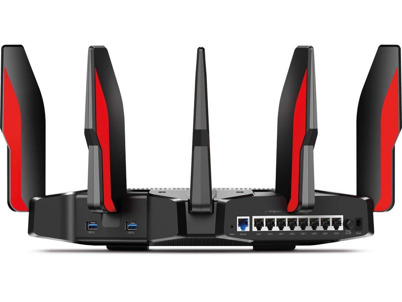 TP-Link AC5400 Tri Band Gaming Router – MU-MIMO, 1.8GHz Quad-Core 64-bit CPU, Game First Priority, Link Aggregation, 16GB Storage, Airtime Fairness, Secured Wifi, Works with Alexa (Archer C5400X)