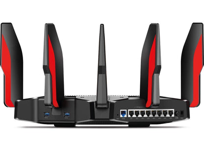 TP-Link AC5400 Tri Band Gaming Router – MU-MIMO, 1.8GHz Quad-Core 64-bit CPU, Game First Priority, Link Aggregation, 16GB Storage, Airtime Fairness, Secured Wifi, Works with Alexa (Archer C5400X)