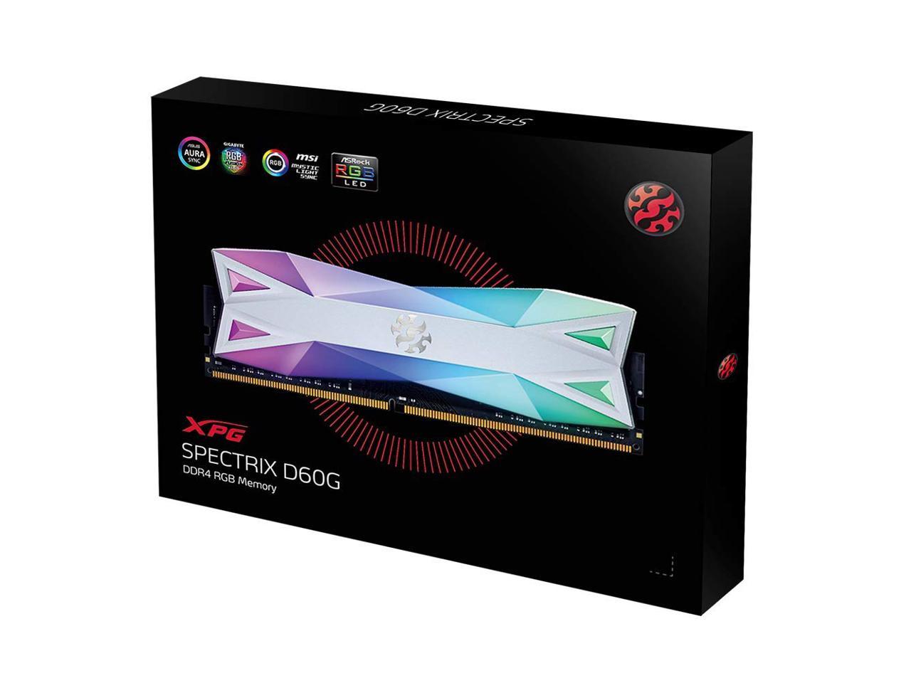 XPG DDR4 D60G RGB 16GB (2x8GB) 3000MHz PC4-24000 U-DIMM CL16 Desktop Memory White (AX4U300038G16A-DW60)
