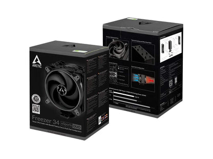 ARCTIC Freezer 34 Esports Duo - Tower CPU Cooler with BioniX P-Series case Fan in Push-Pull, 120 mm PWM Fan, for Intel and AMD Socket, for CPUs up to 210 Watt TDP - Grey