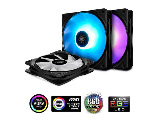 DEEPCOOL RF 120 (3 in 1) Ultra Quiet PWM Fan 6 high brightness controlable RGB LED Lights (controlling up to 6 RGB devices connected)