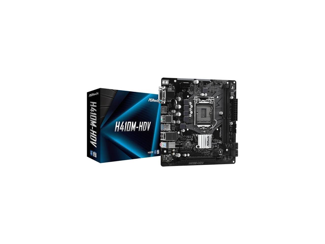 ASRock H410M-HDV LGA 1200 Intel H410 SATA 6Gb/s Micro ATX Intel Motherboard