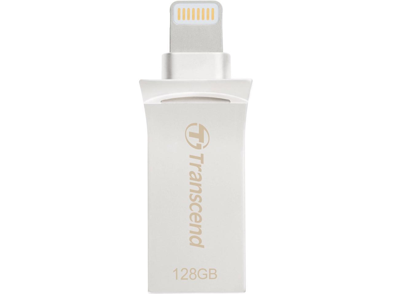 Transcend TS128GJDG500S 128Gb Jetdrive Go 500 Lightning/USB 3.1 Flash Drive, Silver Plating