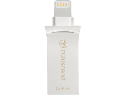 Transcend TS128GJDG500S 128Gb Jetdrive Go 500 Lightning/USB 3.1 Flash Drive, Silver Plating