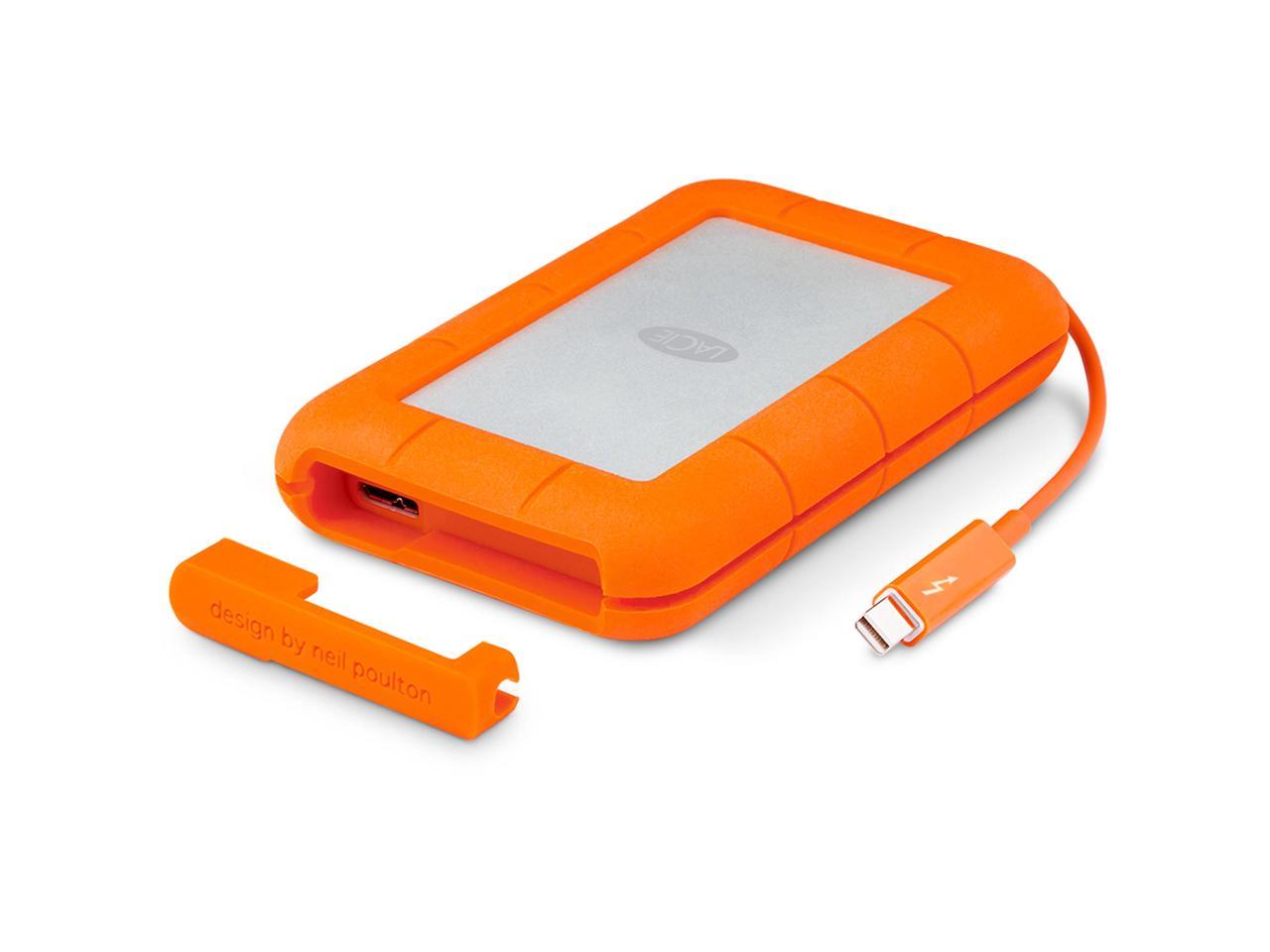 Lacie STEV1000400 1TB Rugged USB3 & Thunderbolt (integrated T.Bolt cable); new packaging