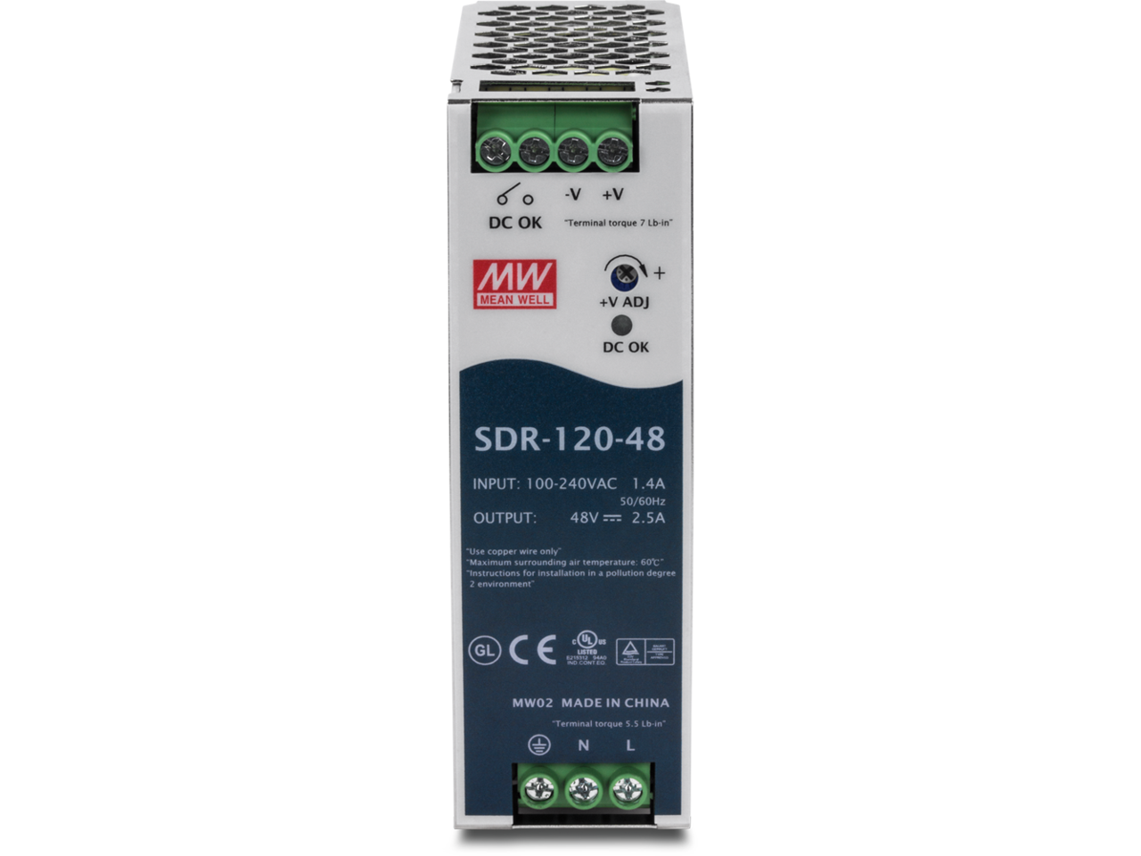 TRENDnet TI-S12048 DIN Rail 48V 120W Power Supply for TI-PG541