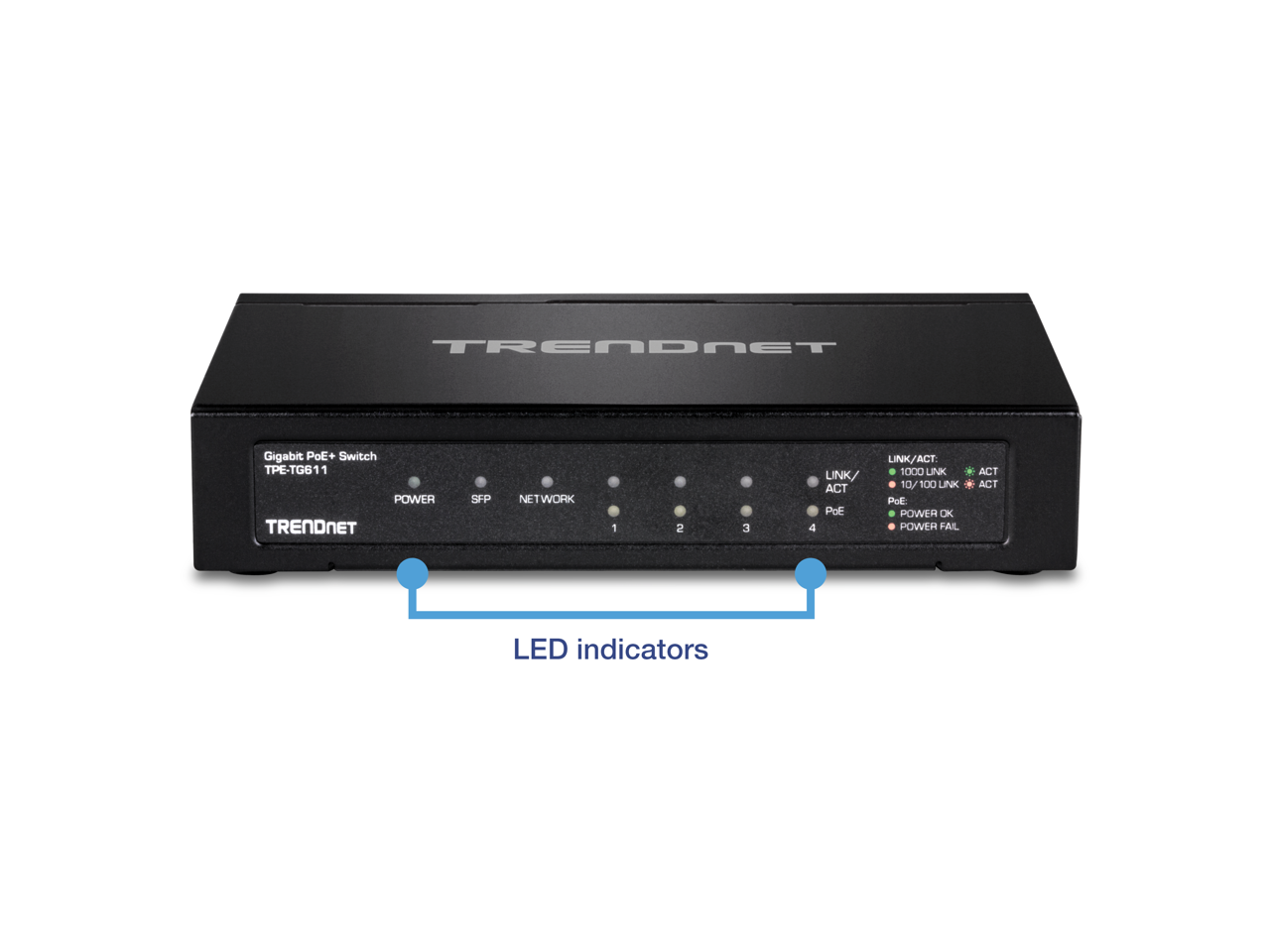 TRENDnet TPE-TG611 6-Port Gigabit PoE+ Switch