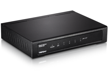 TRENDnet 4-Port Gigabit Switch with SFP Slot. Limited Life Time Warranty
